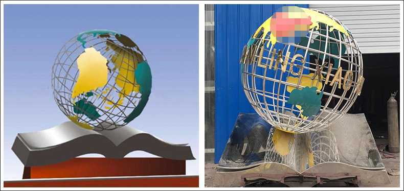 不銹鋼地球，景觀地球雕塑，學(xué)校地球儀擺件