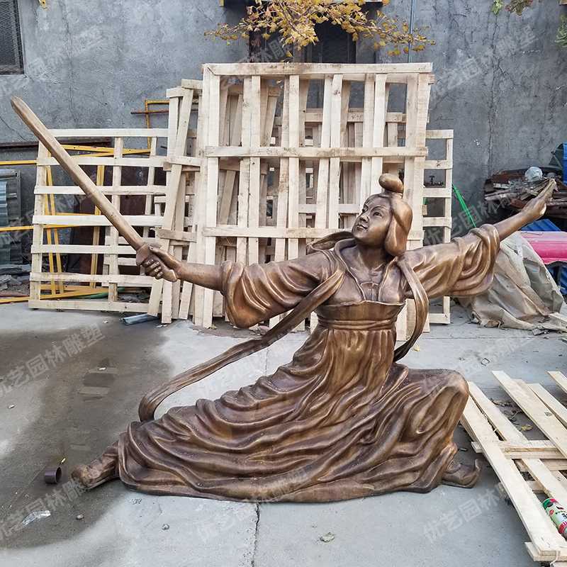 銅舞劍人物雕塑，古代銅人物雕塑